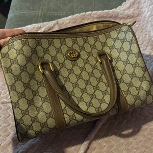 Gucci Beige and Brown Satchel